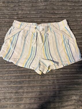 Jolt White Striped Drawstring Athletic Shorts